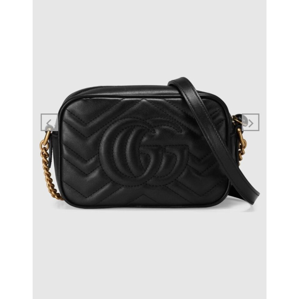 NIB Gucci Marmont Mini Camera Bag Black Leather Crossbody Gold - Picture 5 of 12
